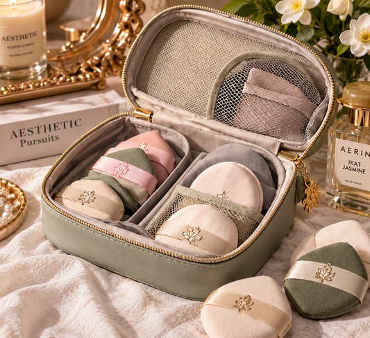 Botanical Sage Makeup Puff Travel Collection